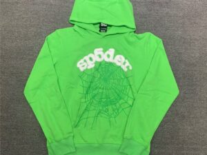 Neon green hoodie with spiderweb graphic